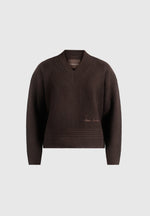 Remi - Signature Ribbed Wool-Blend V-Neck Sweater - Dark Brown