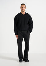 Remi - Signature Ribbed Wool-Blend V-Neck Sweater - Black