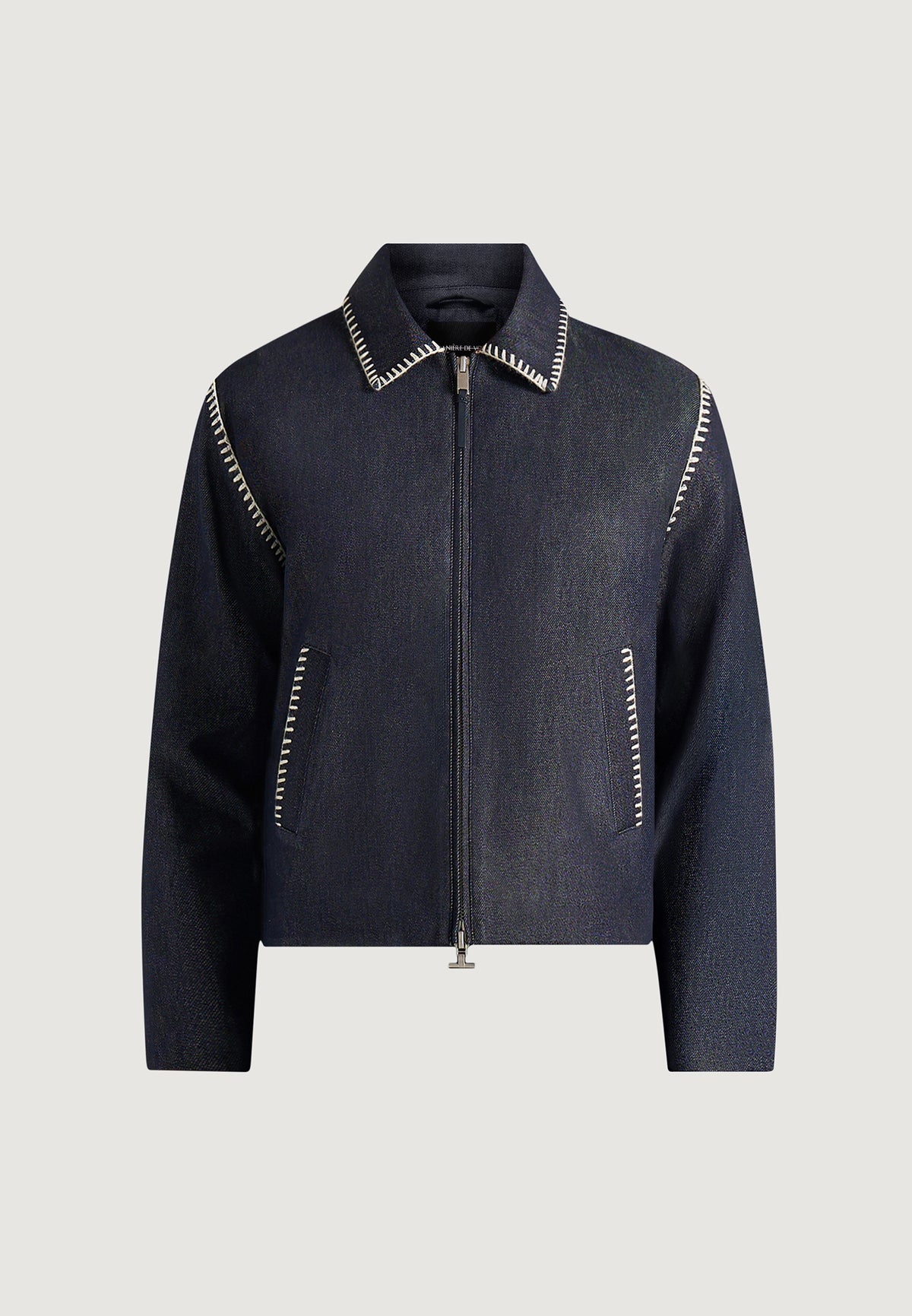 Alex - Whipstitch Boxy Denim Jacket - Indigo