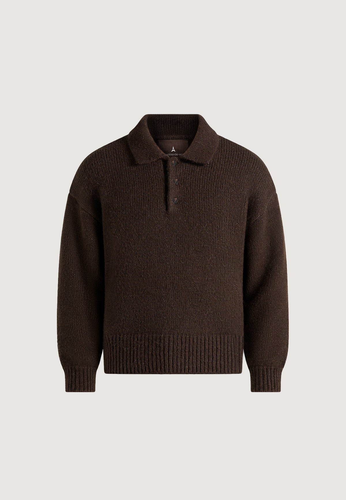 Finn - Brushed Wool-Blend Polo Knit Sweater - Brown