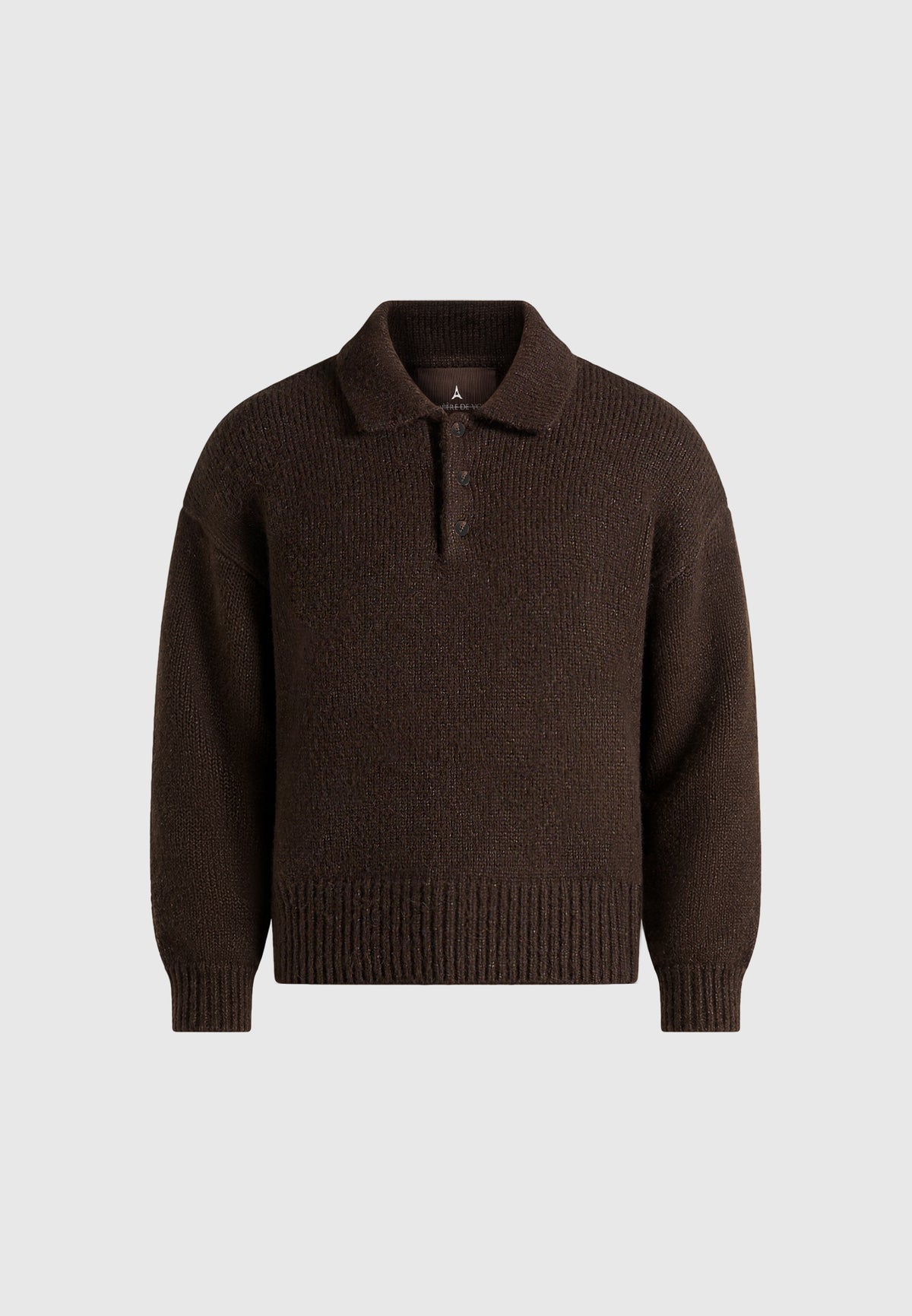 Finn - Brushed Wool-Blend Polo Knit Sweater - Brown