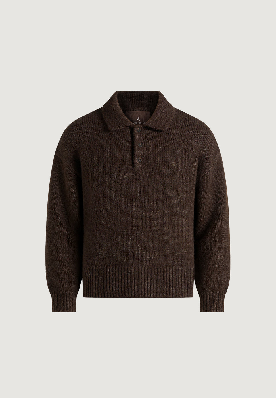 Finn - Brushed Wool-Blend Polo Knit Sweater - Brown