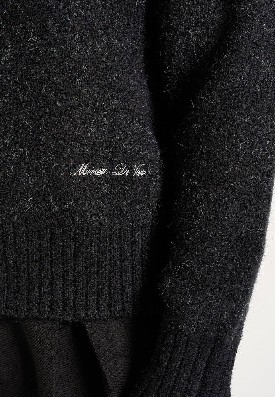 Kamil - Art Slogan Speckled Brushed Wool-Blend Knit Sweater - Black