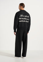 Kamil - Art Slogan Speckled Brushed Wool-Blend Knit Sweater - Black