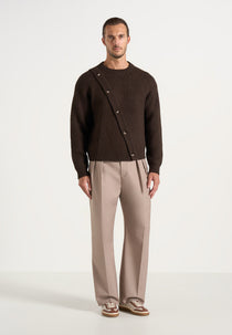 Theo - Asymmetric Brushed Wool-Blend Knit Sweater - Brown