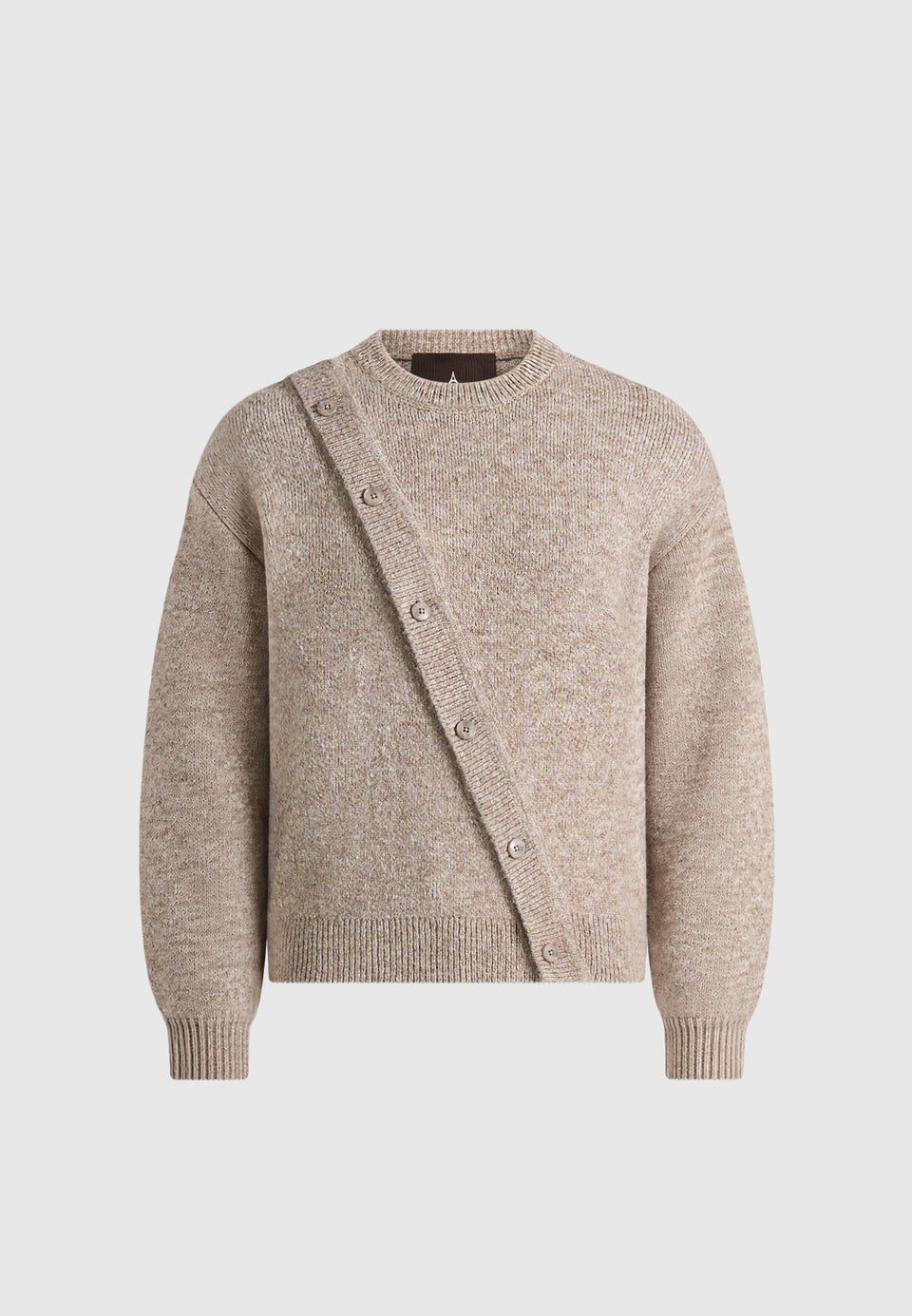 Theo - Asymmetric Brushed Wool-Blend Knit Sweater - Taupe