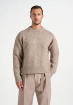 KW001 - Brushed Wool-Blend Knit Signature Sweater - Beige