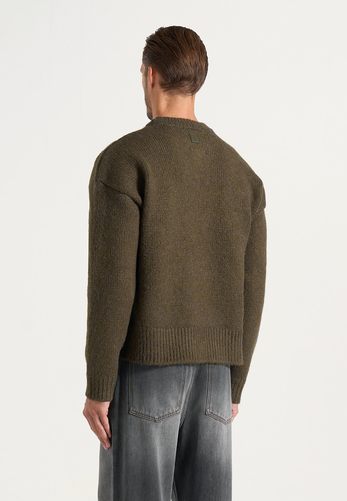 KW001 - Brushed Wool-Blend Knit Signature Sweater - Olive