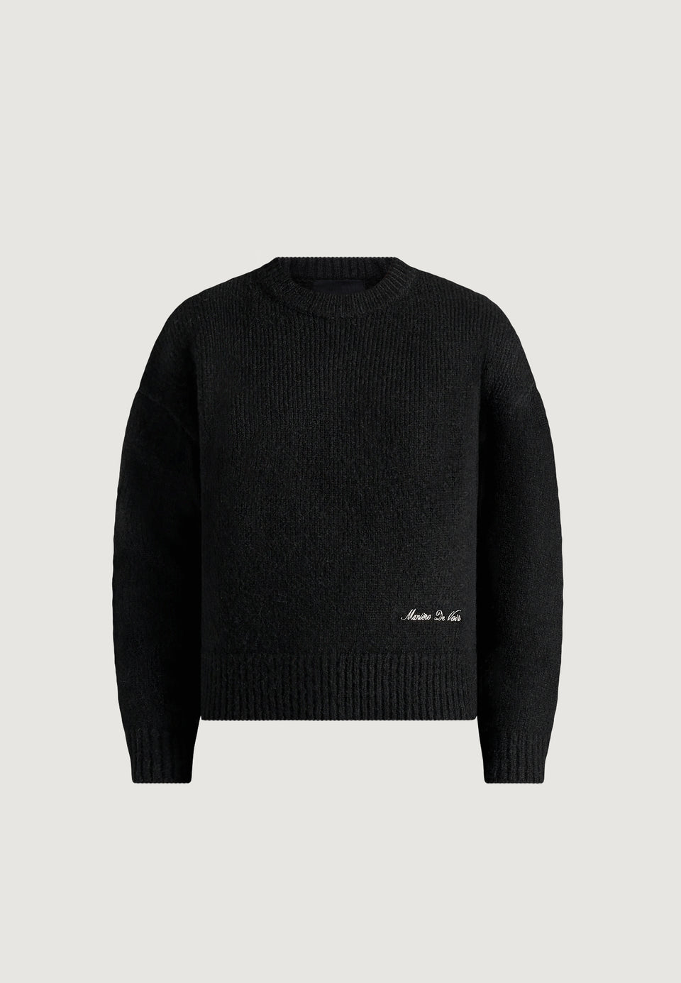 KW001 - Brushed Wool-Blend Knit Signature Sweater - Black