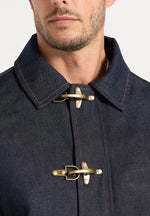 Nino - Unisex Clasp Detail Contrast Stitch Denim Jacket - Indigo