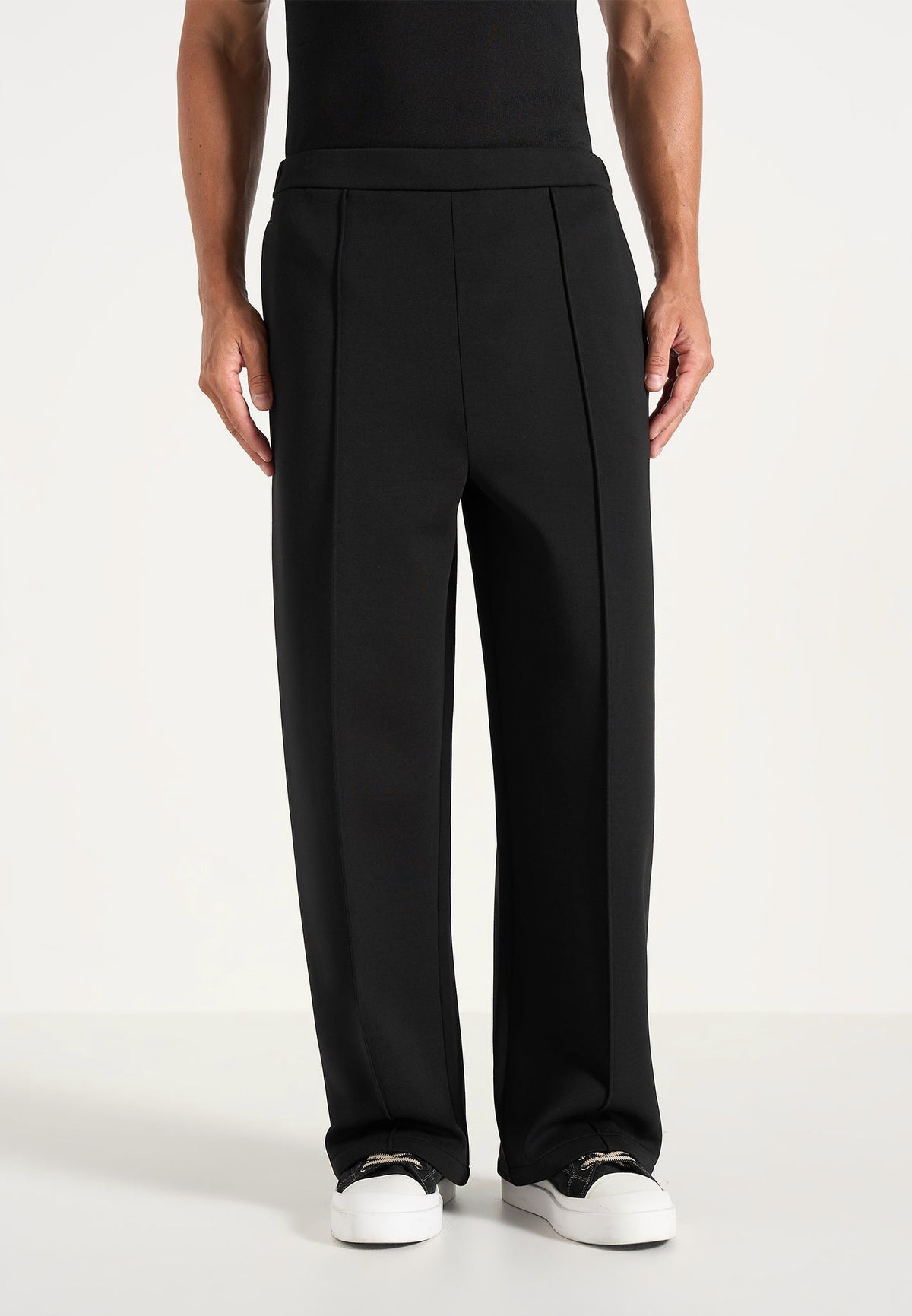 Jerome - Wide Leg Neoprene Pants - Black