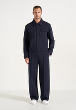 Jerome - Wide Leg Neoprene Pants - Navy