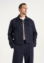 Kairo - Neoprene Trucker Jacket - Navy
