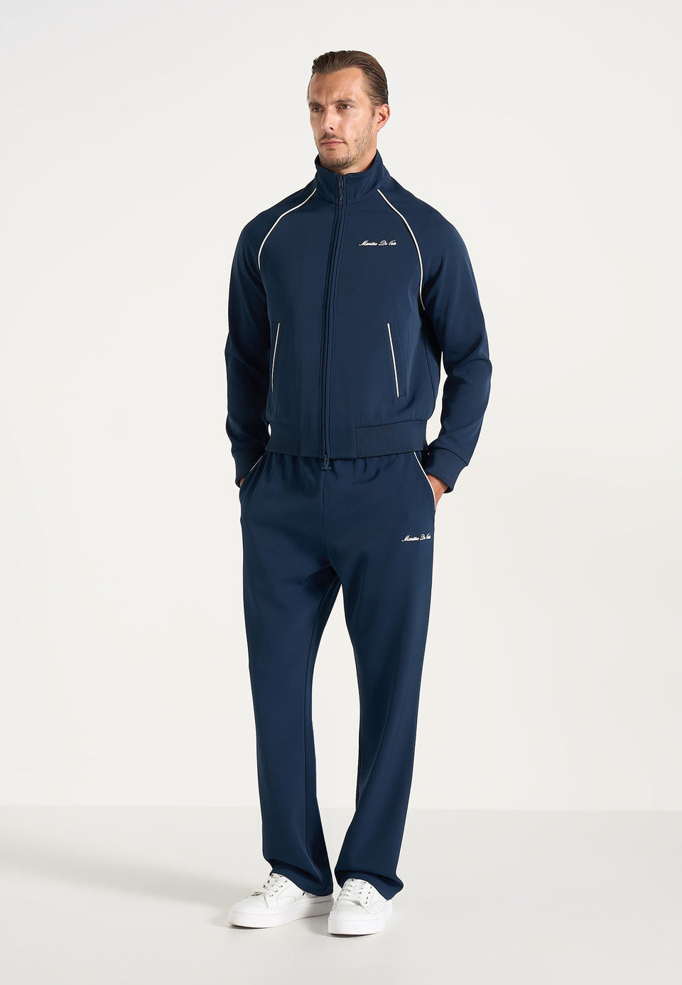 Signature Piped Track Pants - Dark Navy