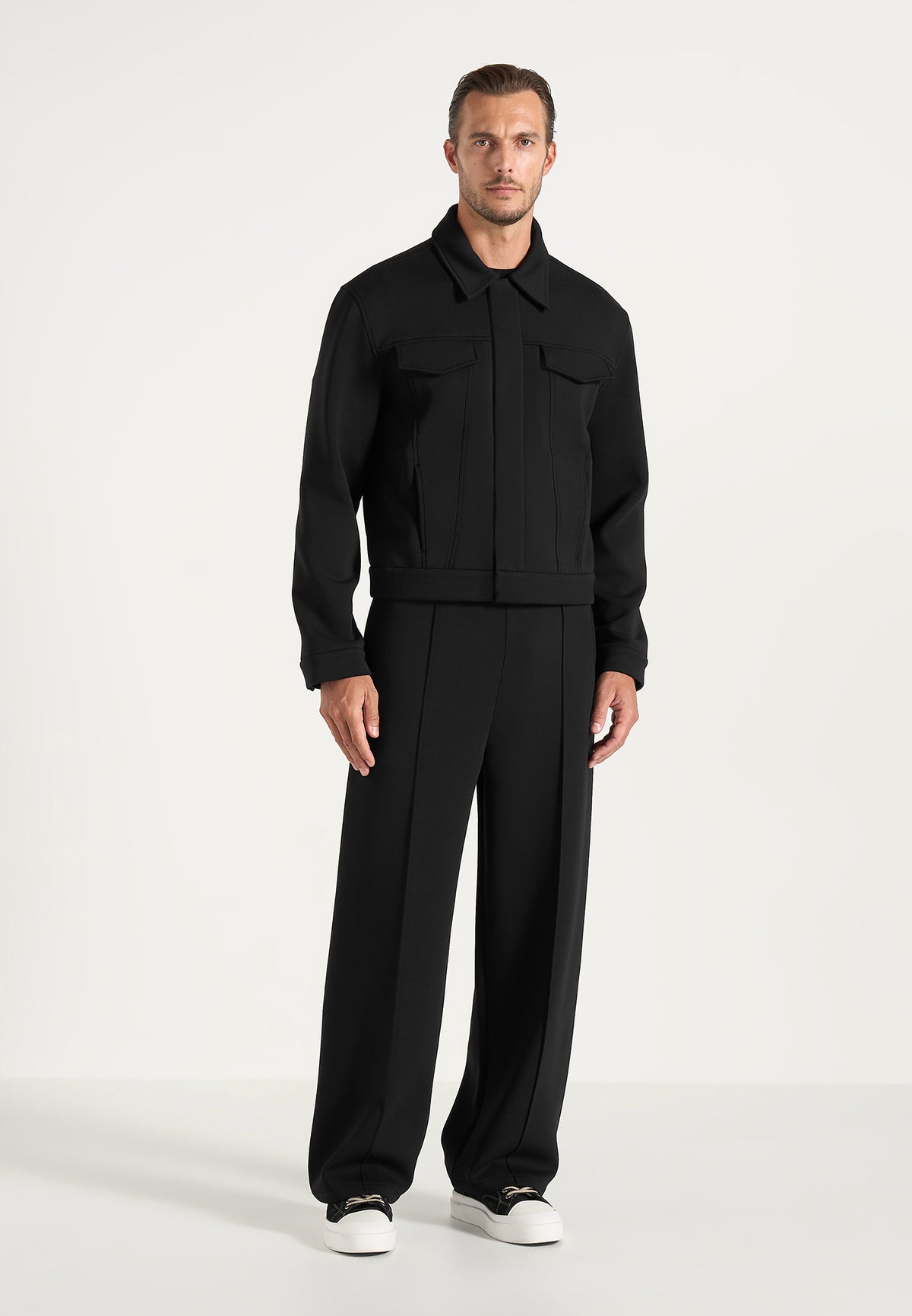 Jerome - Wide Leg Neoprene Pants - Black