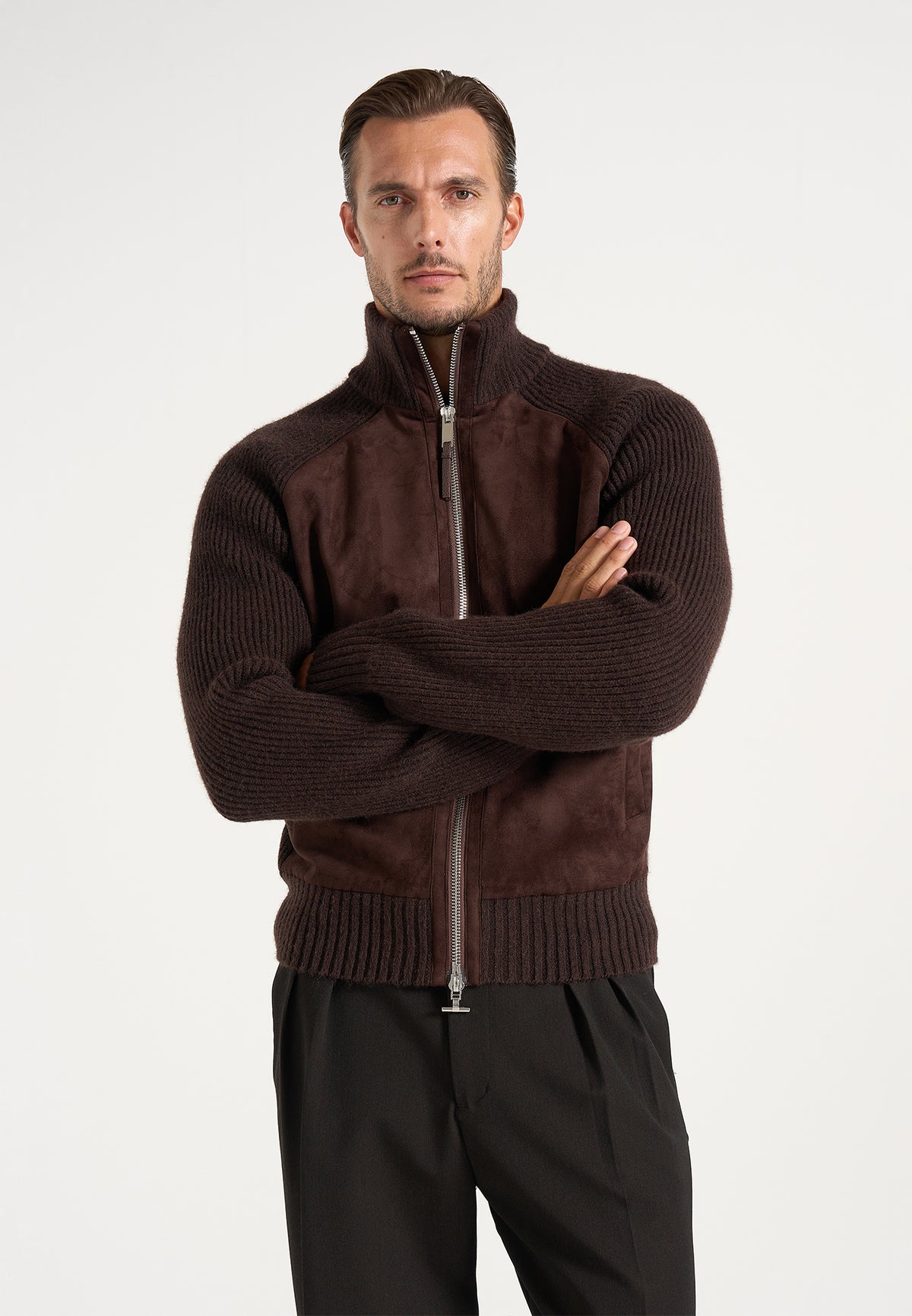 Rami - Suede & Knit Jacket - Brown