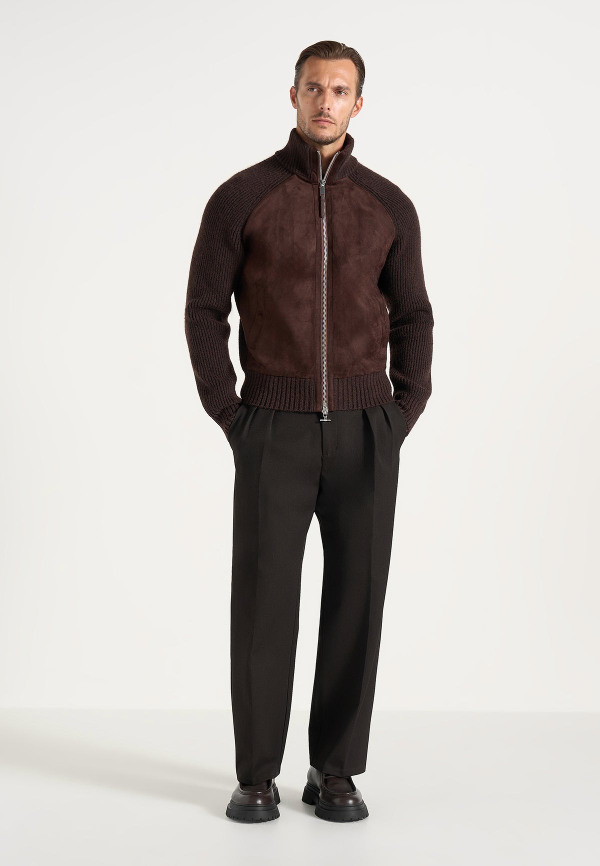Rami - Suede & Knit Jacket - Brown