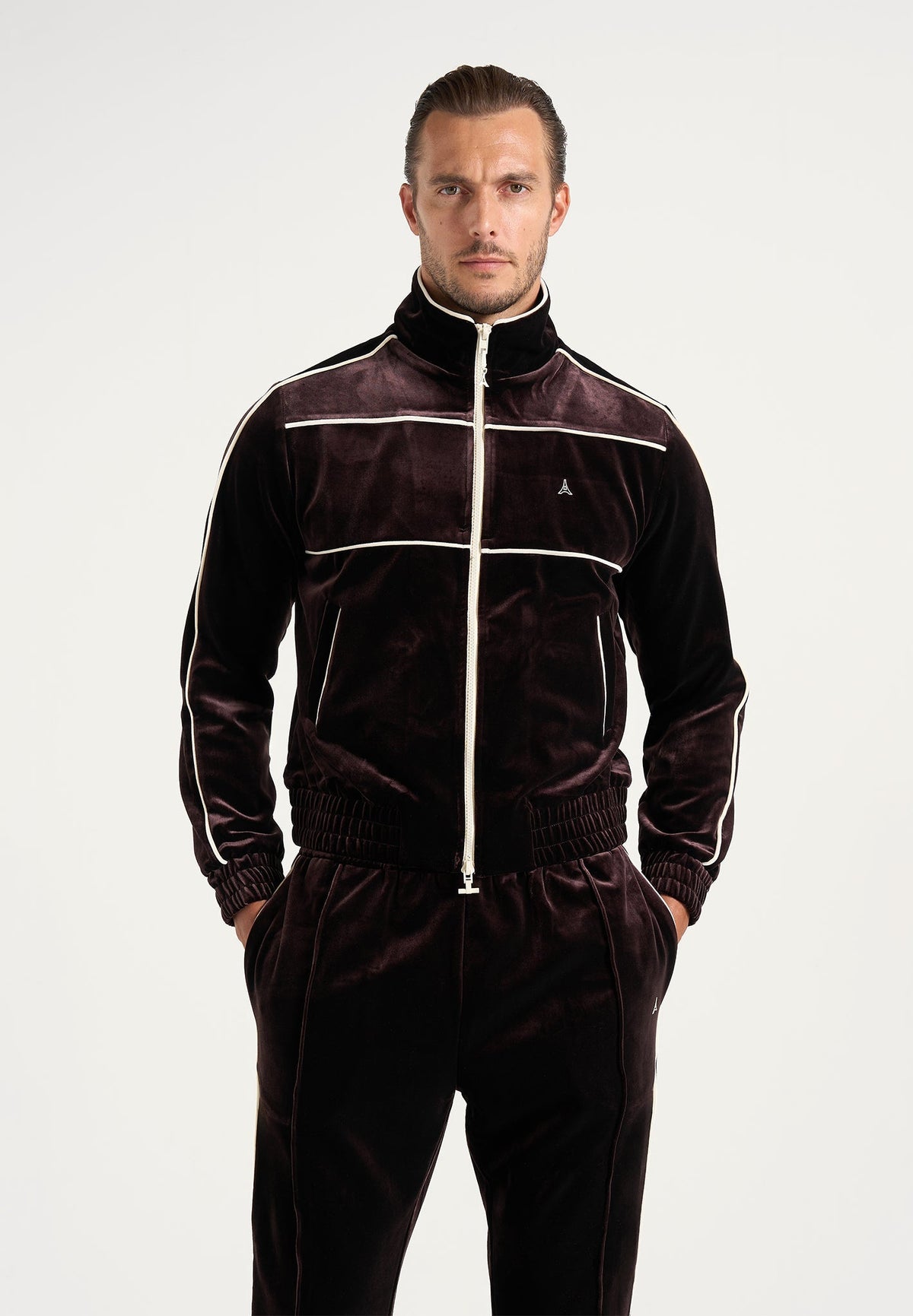 Eiffel Velour Track Jacket - Brown