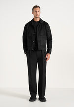 Michel - Suede Jacket With Revere Collar - Black