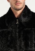 David - Plush Cable Embossed Jacket - Black