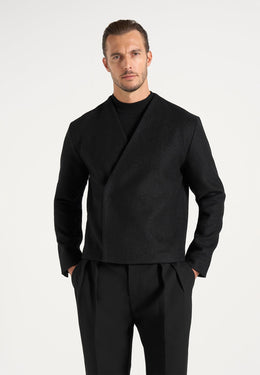 Loris - Kimono Minimal Wool Jacket - Black