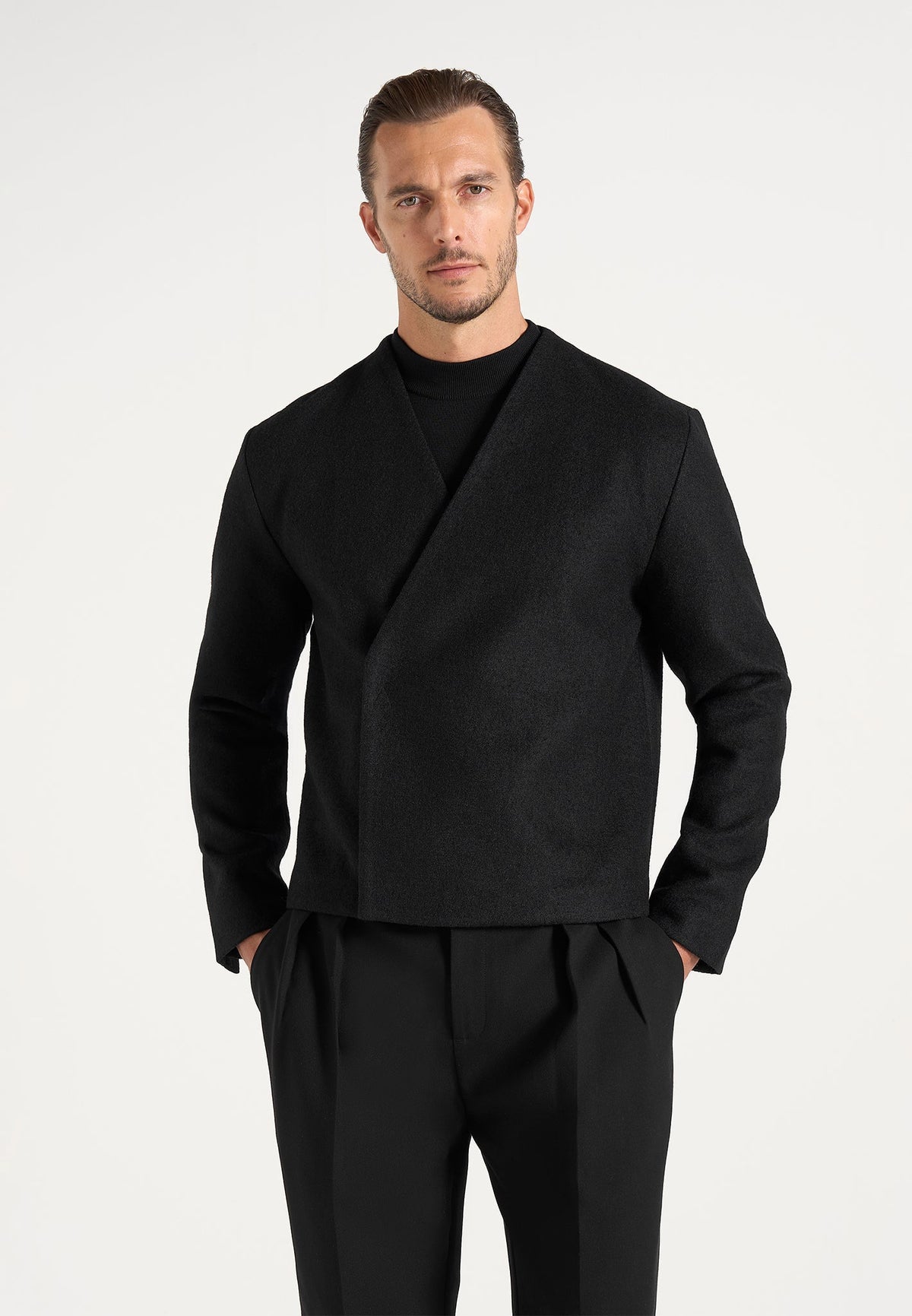 Loris - Kimono Minimal Wool Jacket - Black