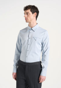 Tom - Slim Fit Tailored Stretch Dress Shirt - Blue