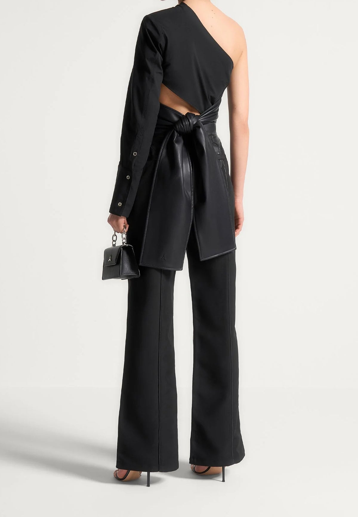 coralie-one-sleeve-leather-wrap-top-black