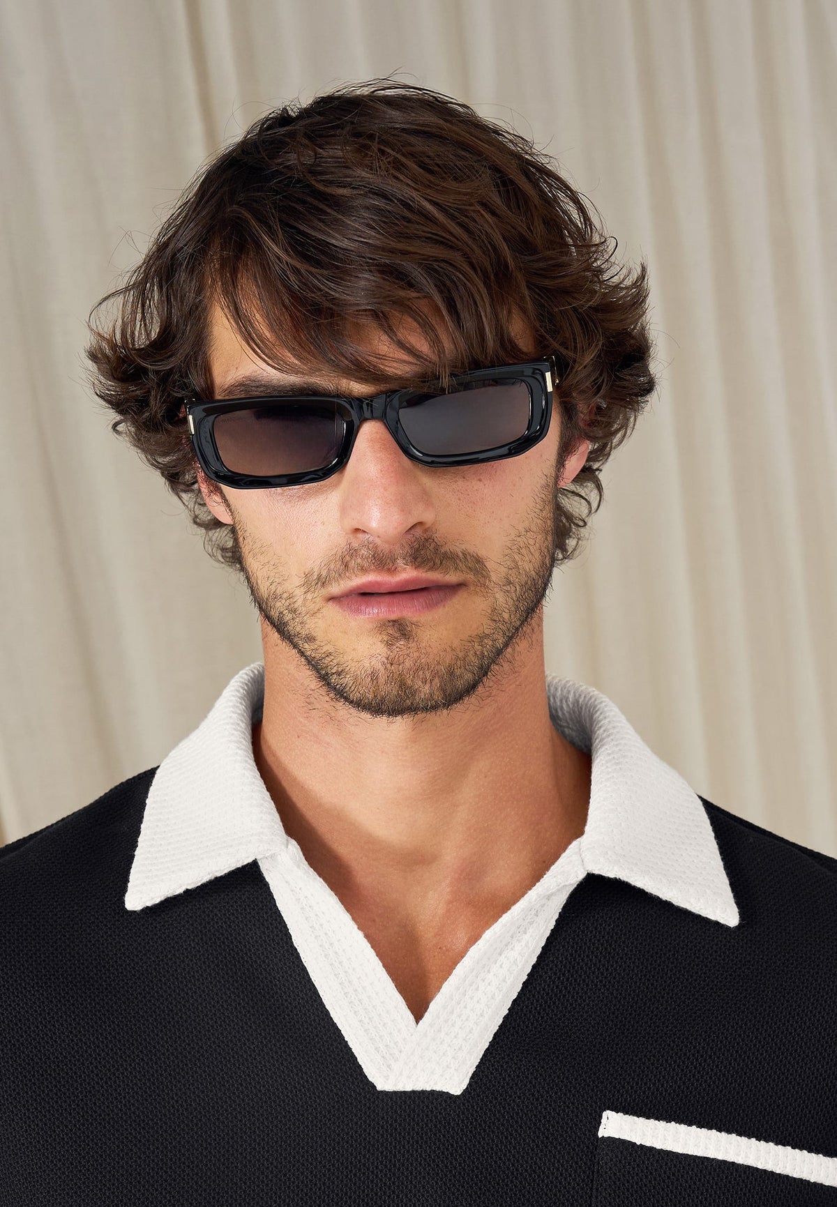 Milan - Slim Rectangular Sunglasses - Black