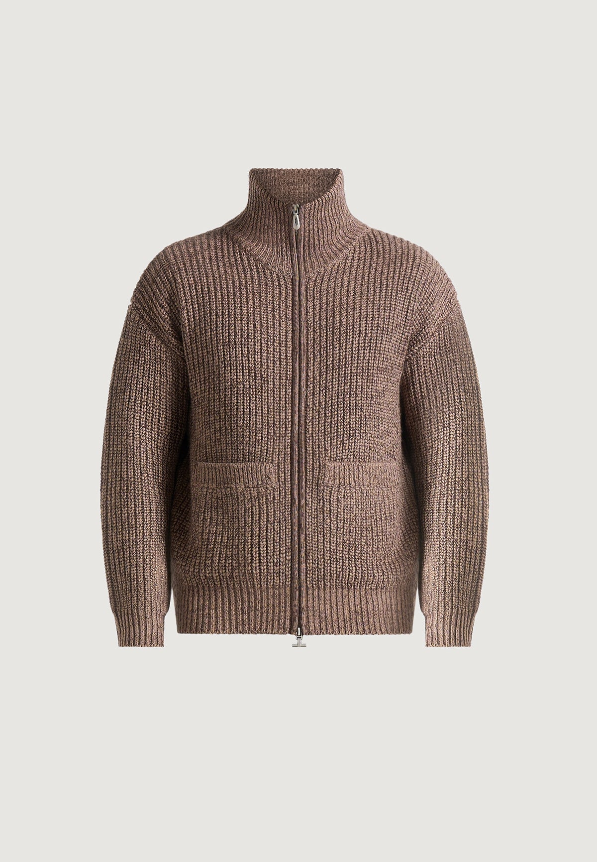 Jamie - Unisex Speckled Wool-Blend Zip Through Jacket - Taupe
