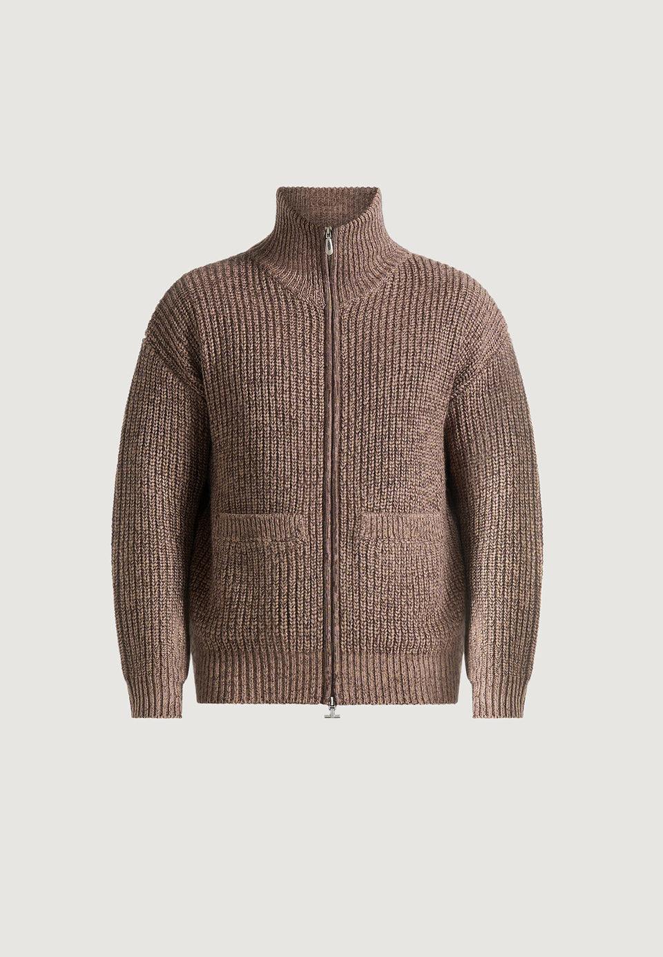 Jamie - Unisex Speckled Wool-Blend Zip Through Jacket - Taupe
