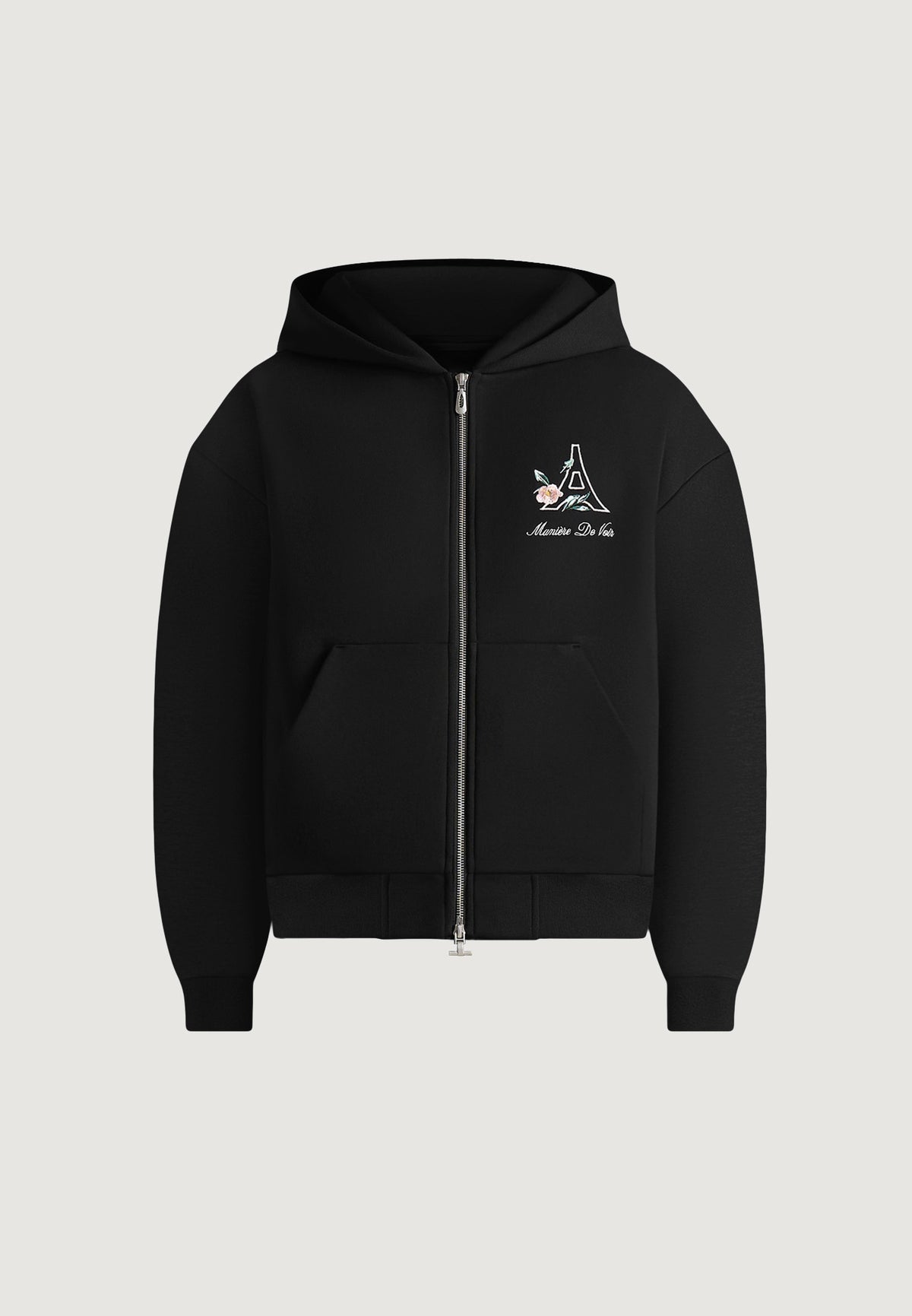 js009-unisex-floral-eiffel-zip-hoodie-black