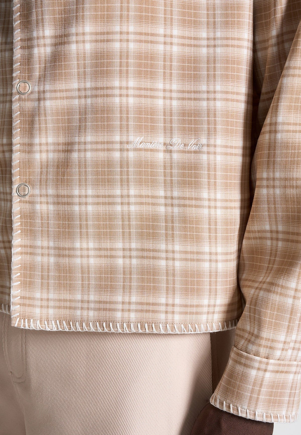 blake-unisex-whipstitch-check-shirt-beige