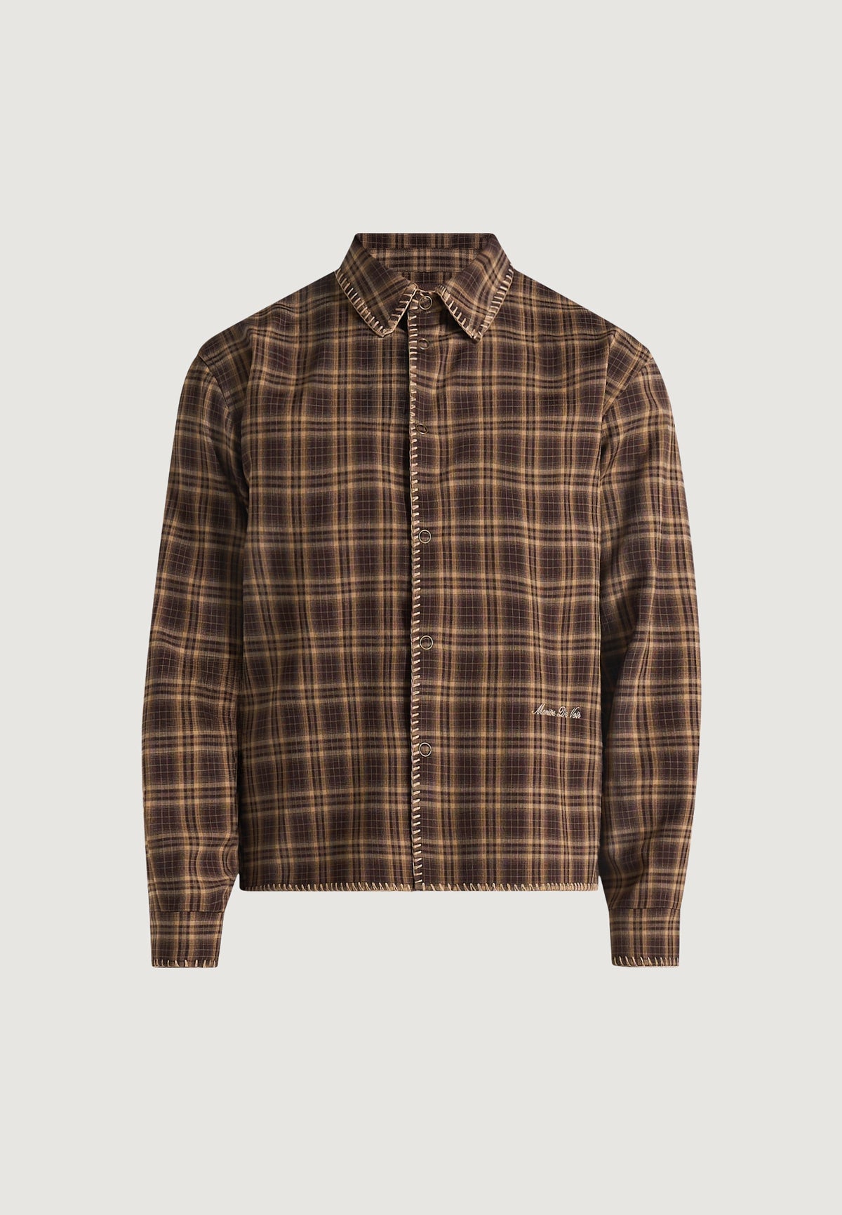 blake-unisex-whipstitch-check-shirt-brown