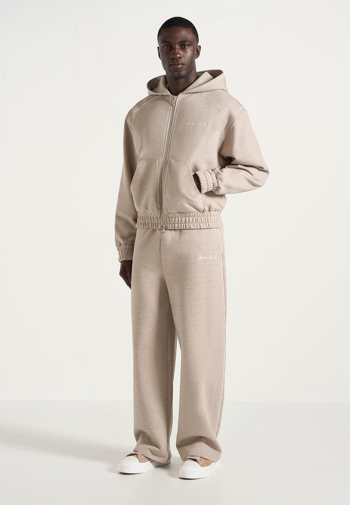 Morgan - Unisex Whipstitch Wide Leg Sweatpants - Taupe