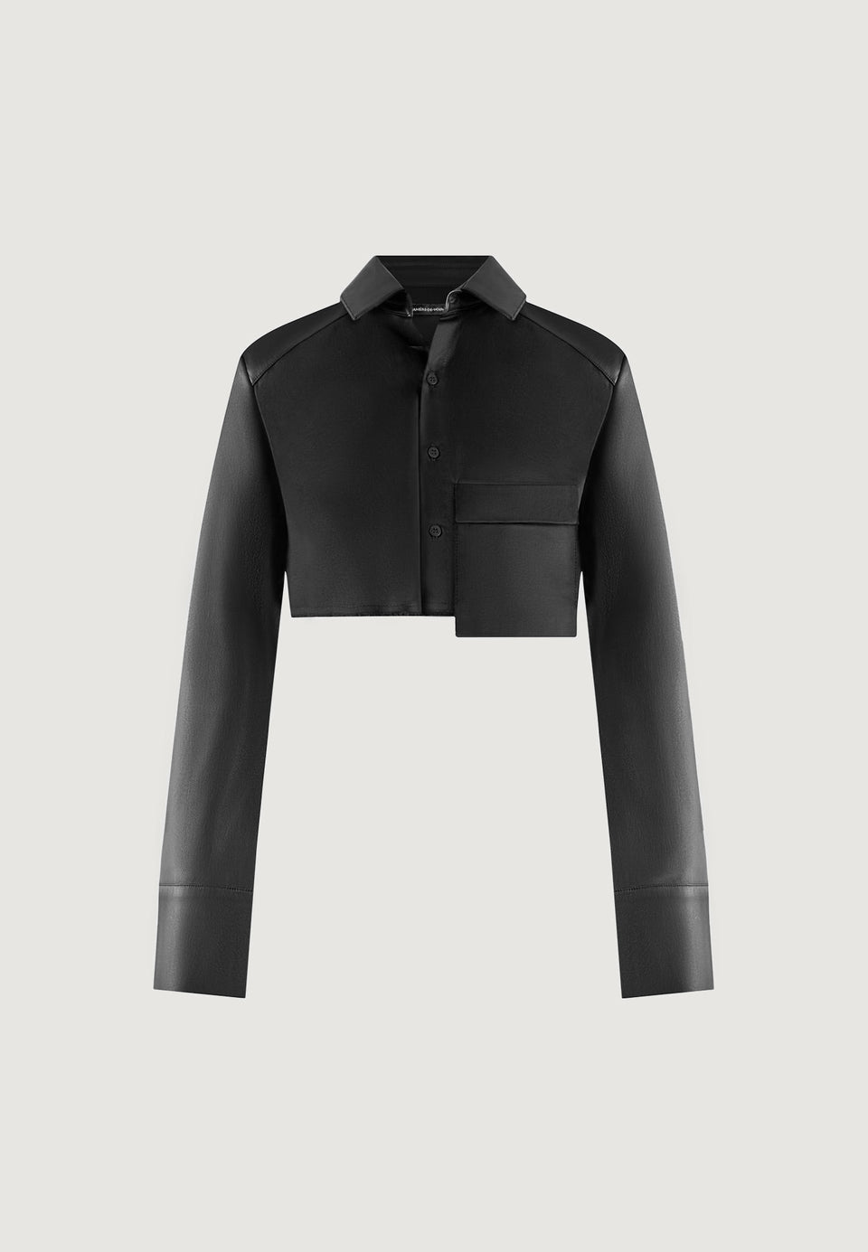 bernadette-leather-contrast-cropped-shirt-black