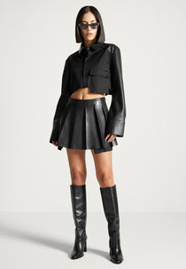 Juliette - Leather Pleated Skort - Black