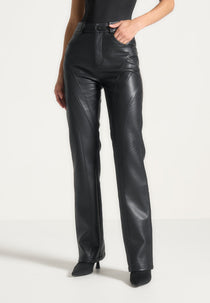 Leather Biker Pants - Black