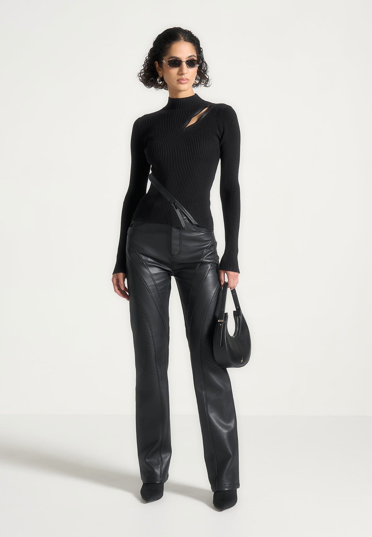 Leather Biker Pants - Black