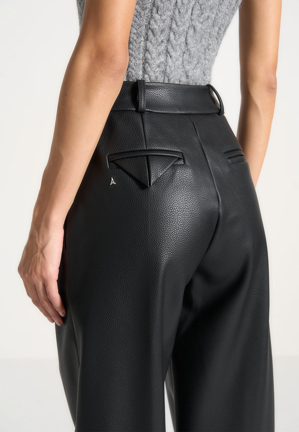 olivia-pebbled-leather-pleated-stacked-trousers-black