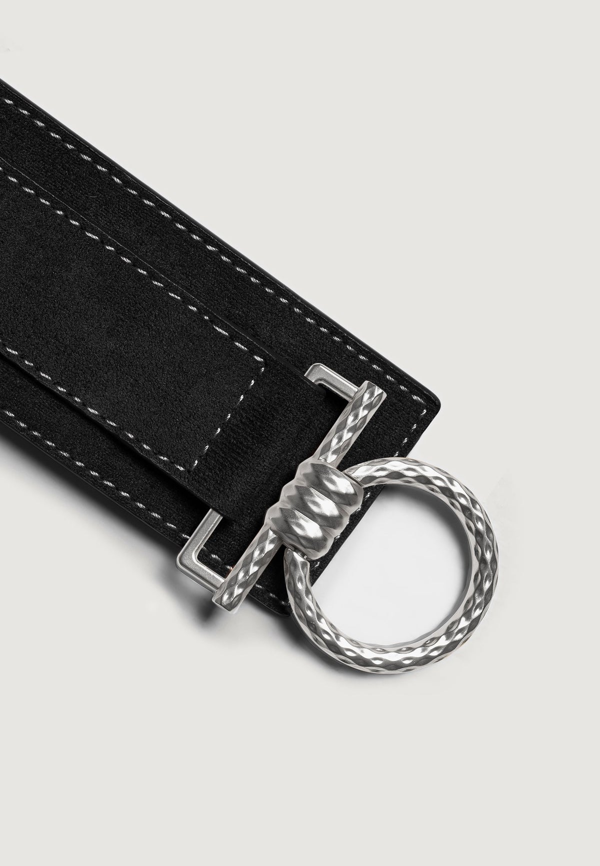 Noor - O-Ring Suede Tie Belt - Black