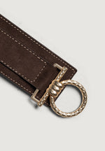 Noor - O-Ring Suede Tie Belt - Brown