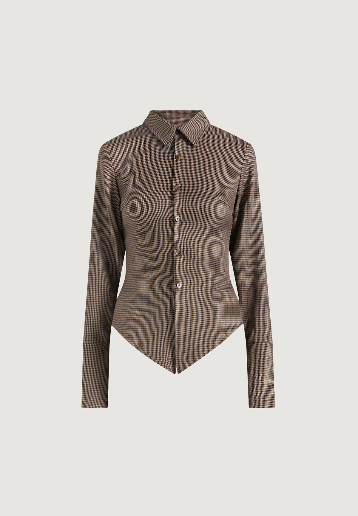 sonia-houndstooth-cinch-shirt-brown