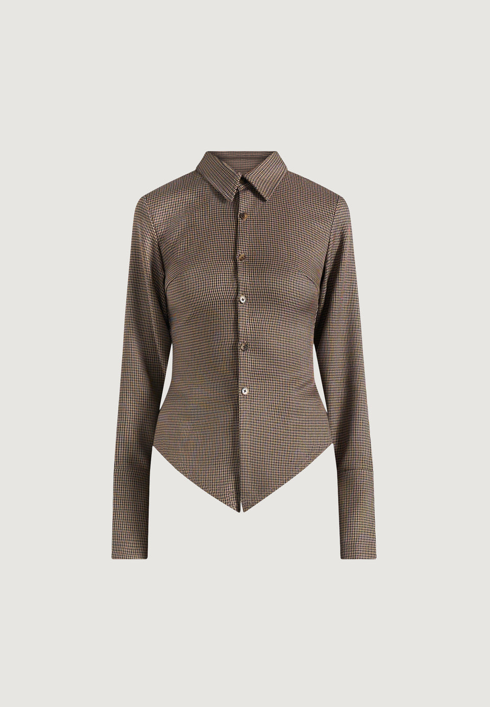 sonia-houndstooth-cinch-shirt-brown