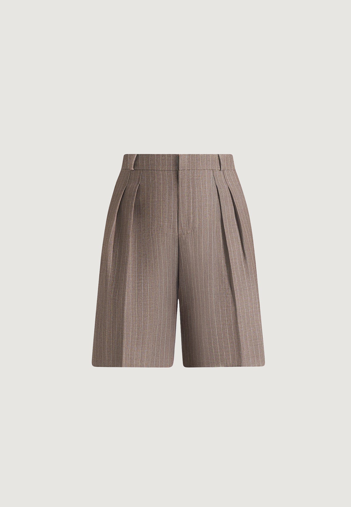 Lorette - Pinstripe Twin Pleat Tailored Shorts - Taupe