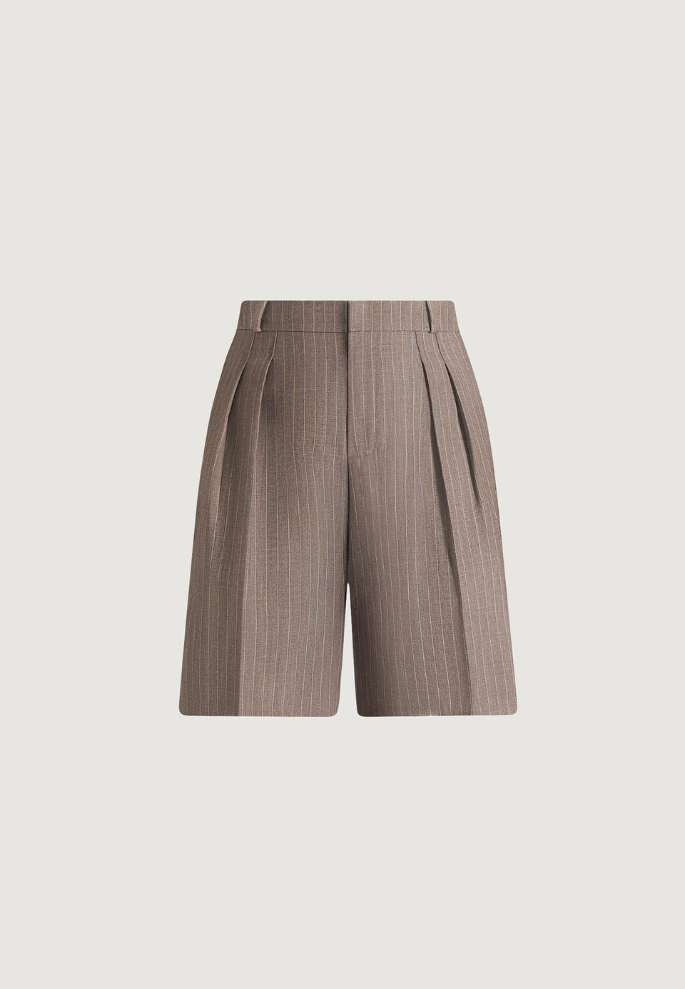 Lorette - Pinstripe Twin Pleat Tailored Shorts - Taupe