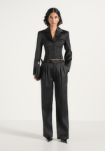 Kiki - Rhinestone Corset Blazer - Black
