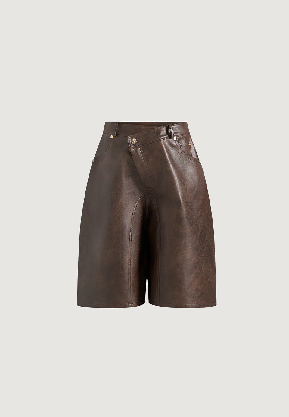 hazel-vintage-leather-wrapover-bermuda-shorts-brown