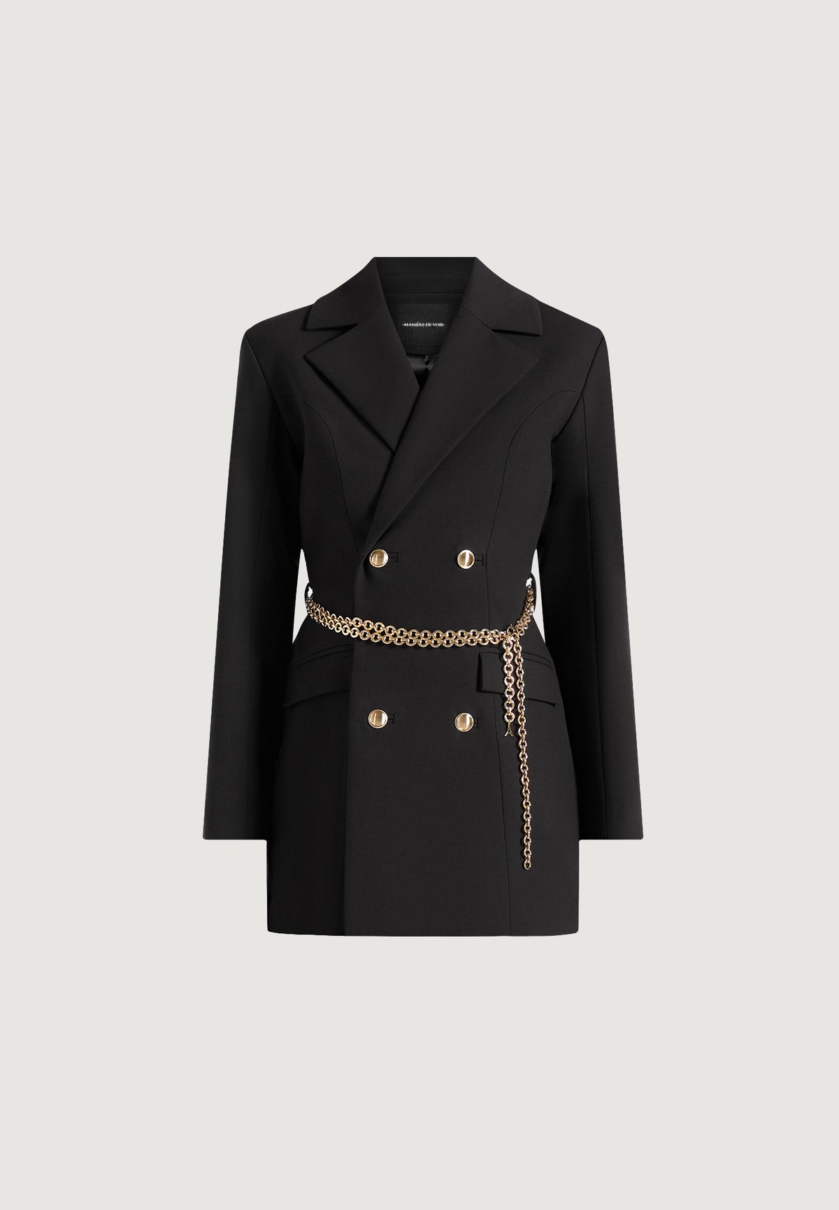 zara-double-breasted-blazer-dress-with-chain-black