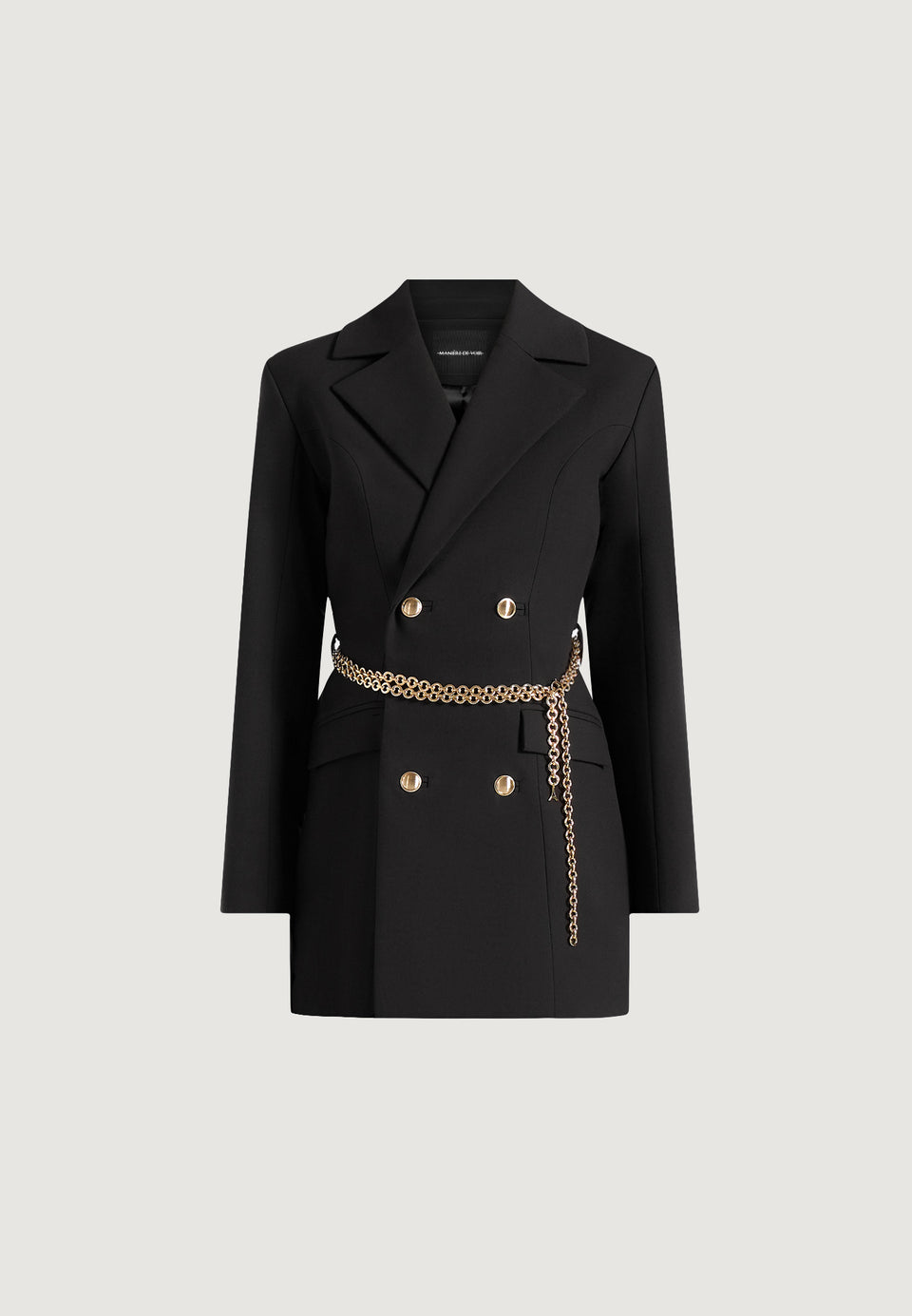 zara-double-breasted-blazer-dress-with-chain-black